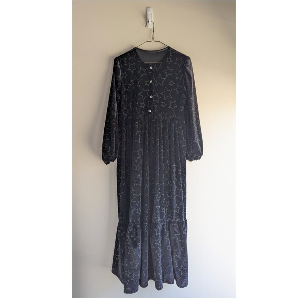 Unbranded star studded long sleeve maxi velvet dress